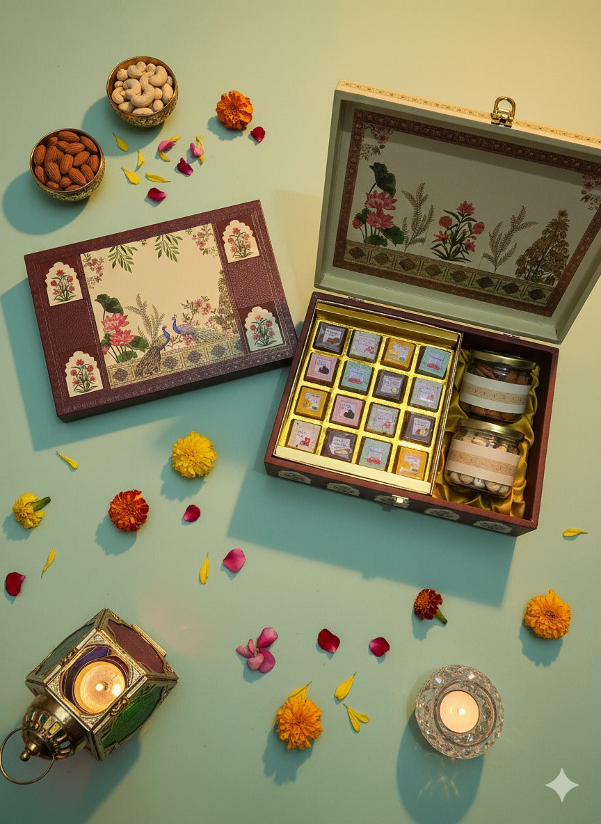 Gift Box Dryfruits Peacock 2 Jar Box