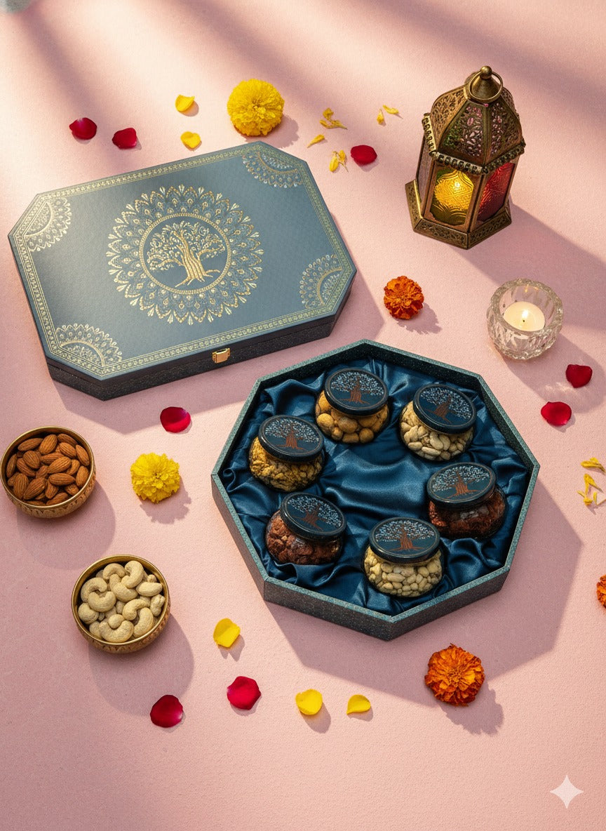 Gift Box Dryfruits Rangoli 6 Jar