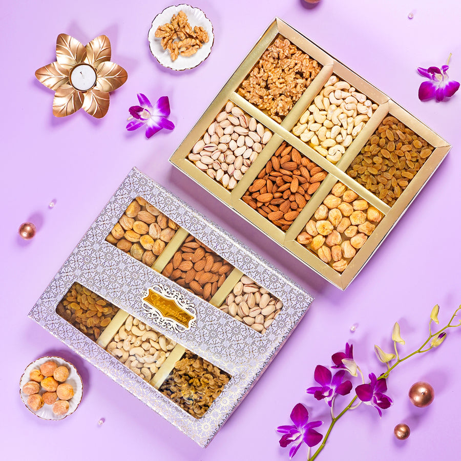 Gift Box Dryfruits Celebration 6 Parts Regal Plus