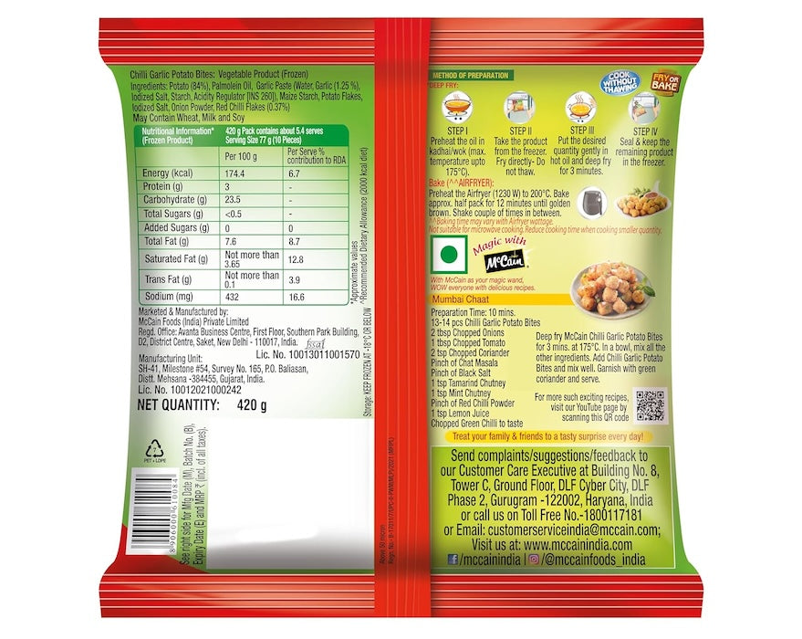 McCain Chilli Garlic Potato Bites McCain