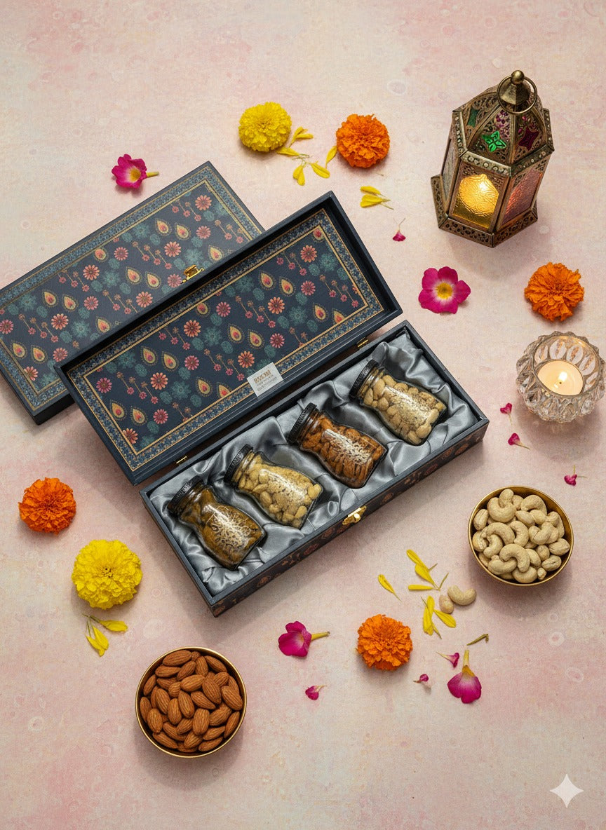 Gift Box Dryfruits Diya Series 4 Jar