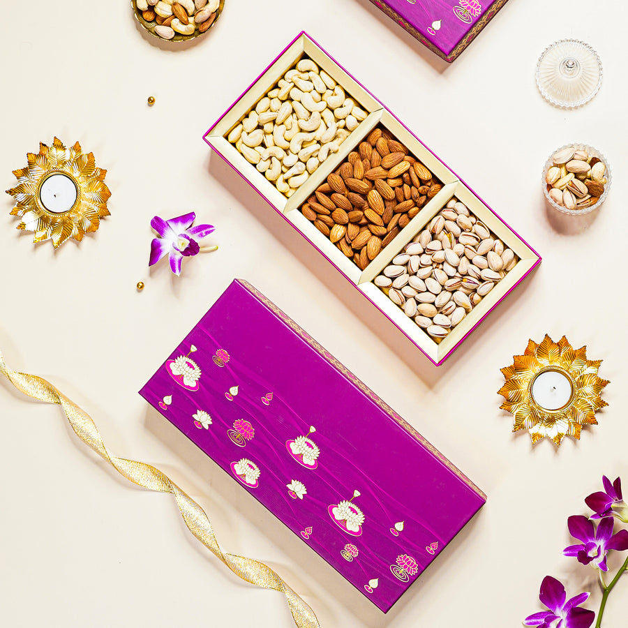 Gift Box Dryfruits Lotus 3P Regal Plus