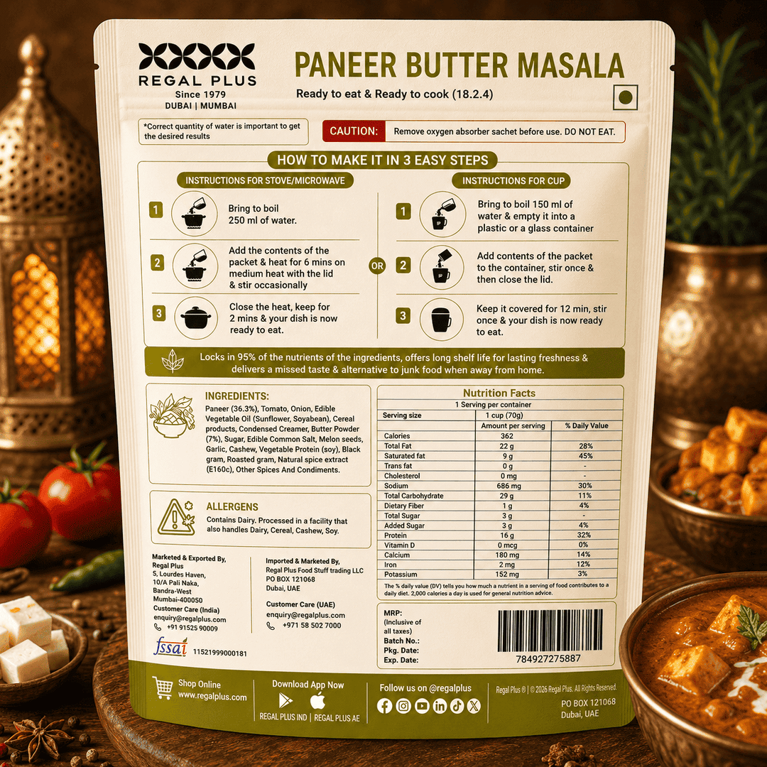 FREEZE DRIED PANEER BUTTER MASALA 70G