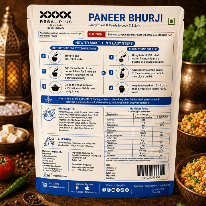 FREEZE DRIED PANEER BHURJI 60G