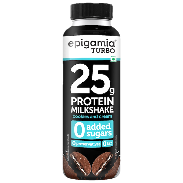 Epigamia Turbo Protein Milkshake Cookie & Cream (No Added Sugar)