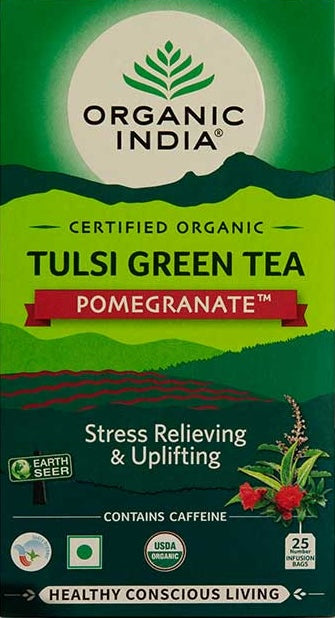 Organic India Organic Tulsi Green Tea Pomegranate