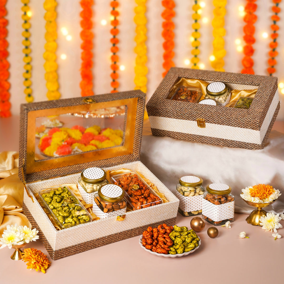 Gift Box Dryfruits Jute 2 Jar & Dibbi