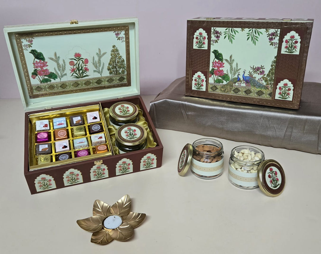 Gift Box Dryfruits Peacock 2 Jar Box Regal Plus