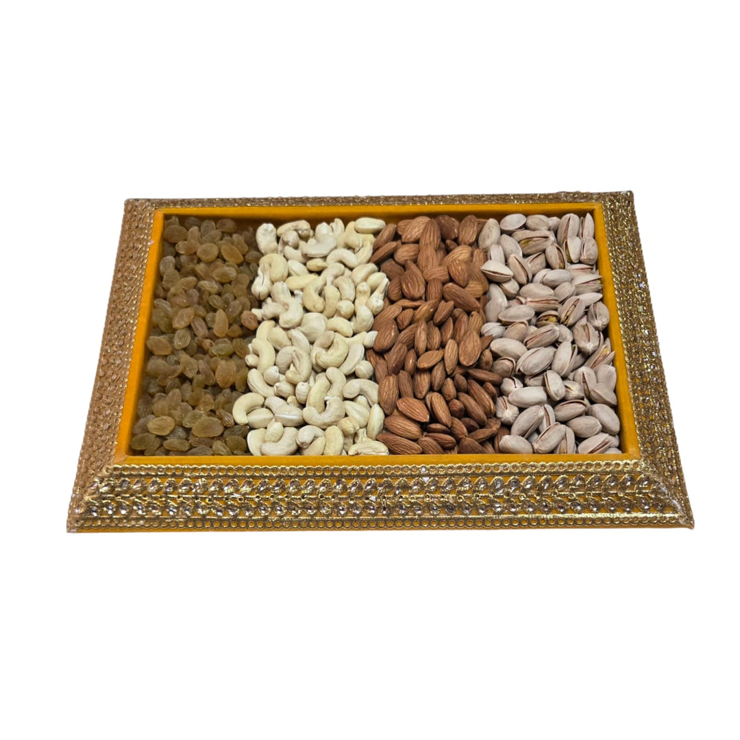 Gift Tray Velvet Yellow Rectangle Regal Plus